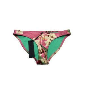 NWT TRANGL Swim Delilah Neoprene Pink Lilies Palm Bikini Bottom-sz Small